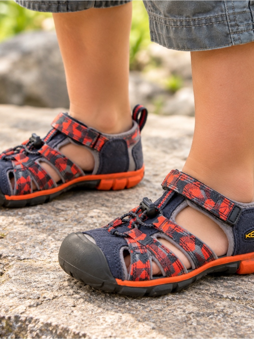 Keen Seacamp II CNX Sandals Shoes Big Kids Size 4 Navy Orange